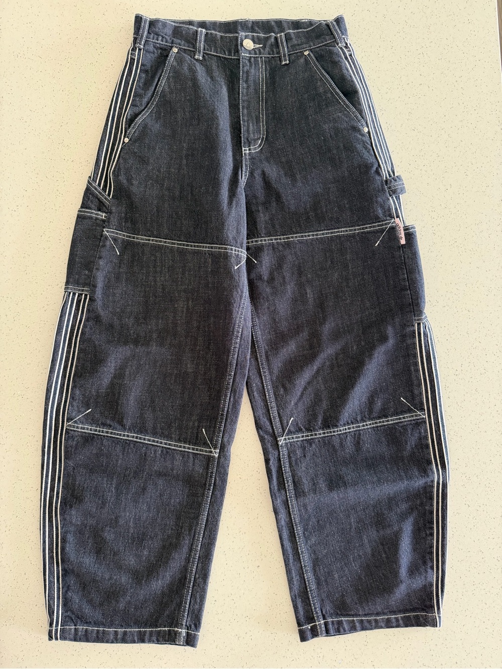 Adidas Workwear Men’s Dark Indigo Barrel Denim Carpenter Jeans - Relaxed Fit 28” - Picture 7 of 13